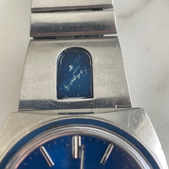 Vintage Seiko 5 automatic day date 6119 8490 Japan Blue w Original Enamel Band - Picture 5 of 9
